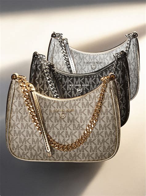 pochette michael kors argento|Jet Set Charm Small Metallic Leather Pochette .